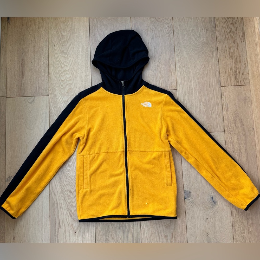 The North Face Kids Yellow and Black Fleece Hoodie